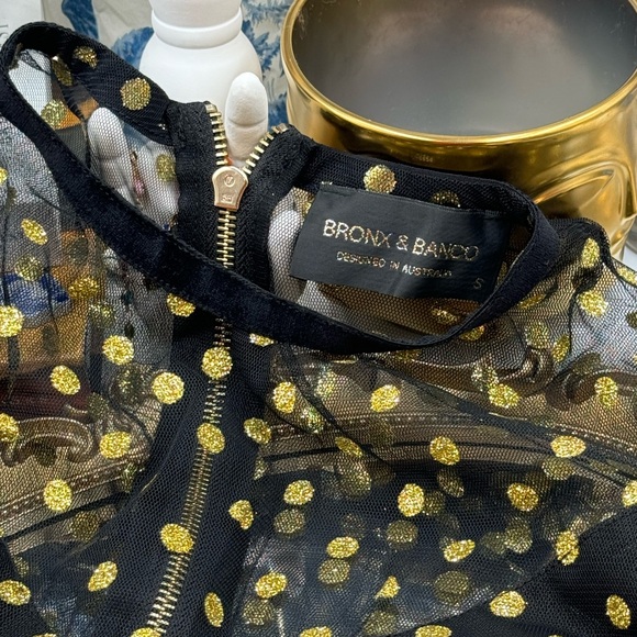 🆕 BRONX & BANCO 🧿 NWT Suns Mesh & Velvet Fit & Flare Mini Dress - Sz S - US 4 - Picture 13 of 16